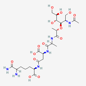molecular formula C25H44N6O14 B1239653 (2R)-2-[[(3S)-3-[2-[[(2S)-2-[(2S,3R,4R,5R)-2-Acetamido-1,4,5,6-tetrahydroxyhexan-3-yl]oxypropanoyl]amino]propanoylamino]-3-carboxypropanoyl]amino]-6,7-diamino-7-oxoheptanoic acid CAS No. 94359-14-5