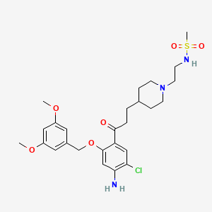 molecular formula C26H36ClN3O6S B1239666 Methanesulfonamide, N-(2-(4-(3-(4-amino-5-chloro-2-((3,5-dimethoxyphenyl)methoxy)phenyl)-3-oxopropyl)-1-piperidinyl)ethyl)- CAS No. 161362-65-8