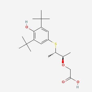 molecular formula C20H32O4S B1239680 (2-((3,5-Di-t-butyl-4-hydroxyphenyl)thio)-1-methylpropoxy)acetic acid CAS No. 135133-84-5