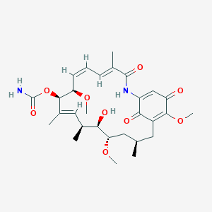 molecular formula C29H40N2O9 B1239682 [(4E,6Z,8R,9R,10E,12S,13R,14S,16R)-13-hydroxy-8,14,19-trimethoxy-4,10,12,16-tetramethyl-3,20,22-trioxo-2-azabicyclo[16.3.1]docosa-1(21),4,6,10,18-pentaen-9-yl] carbamate 