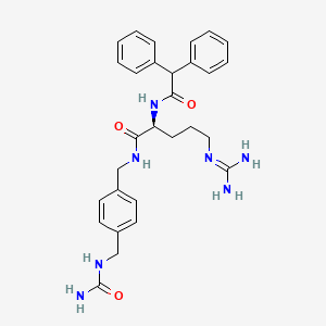 molecular formula C29H35N7O3 B1239688 (2S)-N-[[4-[(carbamoylamino)methyl]phenyl]methyl]-5-(diaminomethylideneamino)-2-[(2,2-diphenylacetyl)amino]pentanamide 