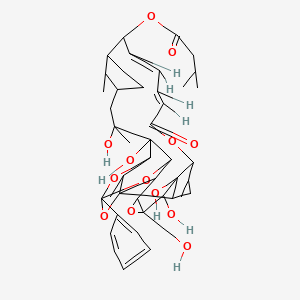 molecular formula C44H58O13 B12396995 [(1R,2S,5R,6S,7S,8R,10S,11S,14Z,16Z,18S,19S,22R,24R,25S,26R,28S,30S,31R,33S)-6,7,24,25-tetrahydroxy-5-(hydroxymethyl)-10,24,31,33-tetramethyl-13-oxo-28-phenyl-4,12,27,29,32-pentaoxaoctacyclo[26.3.1.119,22.01,8.02,26.03,5.07,11.025,30]tritriaconta-14,16-dien-18-yl] 3-methylbutanoate 