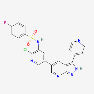 molecular formula C22H14ClFN6O2S B12397170 N-[2-chloro-5-(3-pyridin-4-yl-2H-pyrazolo[3,4-b]pyridin-5-yl)pyridin-3-yl]-4-fluorobenzenesulfonamide 