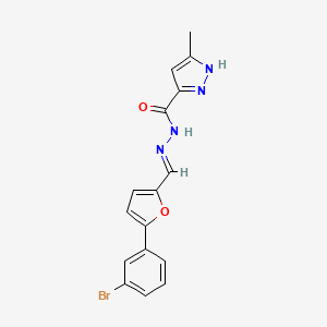 molecular formula C16H13BrN4O2 B1239722 N'-{(E)-[5-(3-bromophenyl)furan-2-yl]methylidene}-3-methyl-1H-pyrazole-5-carbohydrazide 