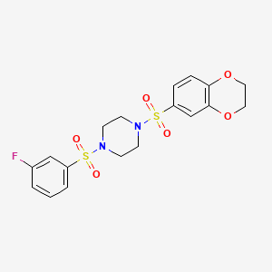 1-((2,3-Dihydrobenzo[b][1,4]dioxin-6-yl)sulfonyl)-4-((3-fluorophenyl)sulfonyl)piperazine