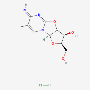 molecular formula C10H14ClN3O4 B12397381 (2R,4R,5S)-4-(hydroxymethyl)-10-imino-11-methyl-3,7-dioxa-1,9-diazatricyclo[6.4.0.02,6]dodeca-8,11-dien-5-ol;hydrochloride 