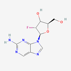 molecular formula C10H12FN5O3 B12397387 2-Amino-9-(2-deoxy-2-fluoro-|A-D-arabinofuranosyl)-9H-purine 