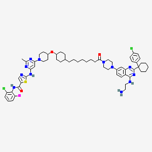 molecular formula C60H75Cl2IN12O3S B12397398 2-[[6-[4-[4-[8-[4-[4-(2-aminoethylamino)-2-[1-(4-chlorophenyl)cyclohexyl]quinazolin-7-yl]piperazin-1-yl]-8-oxooctyl]cyclohexyl]oxypiperidin-1-yl]-2-methylpyrimidin-4-yl]amino]-N-(2-chloro-6-iodophenyl)-1,3-thiazole-5-carboxamide 