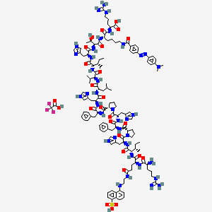 molecular formula C131H180F3N37O26S B12397475 Arg-Glu(edans)-Ile-His-Pro-Phe-His-Pro-Phe-His-Leu-Val-Ile-His-Thr-Lys(dabcyl)-Arg (TFA) 