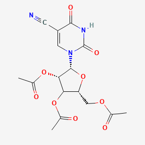 molecular formula C16H17N3O9 B12397631 [(2R,4S,5R)-3,4-diacetyloxy-5-(5-cyano-2,4-dioxopyrimidin-1-yl)oxolan-2-yl]methyl acetate 