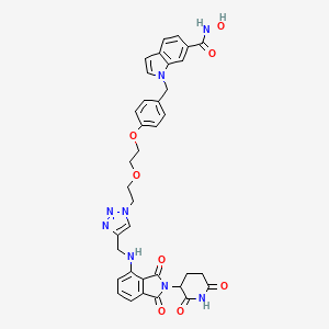 molecular formula C36H34N8O8 B12397635 1-(4-(2-(2-(4-(((2-(2,6-Dioxopiperidin-3-yl)-1,3-dioxoisoindolin-4-yl)amino)methyl)-1H-1,2,3-triazol-1-yl)ethoxy)ethoxy)benzyl)-N-hydroxy-1H-indole-6-carboxamide 