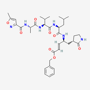 molecular formula C35H48N6O8 B1239777 (E)-(4S,6S)-8-Methyl-6-((S)-3-methyl-2-{(S)-2-[(5-methyl-isoxazole-3-carbonyl)-amino]-propionylamino}-butyrylamino)-5-oxo-4-((R)-2-oxo-pyrrolidin-3-ylmethyl)-non-2-enoic acid benzyl ester 