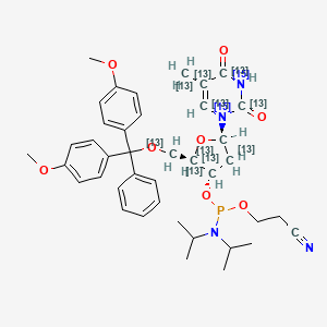 molecular formula C40H49N4O8P B12397773 DMT-dT Phosphoramidite-13C10,15N2 