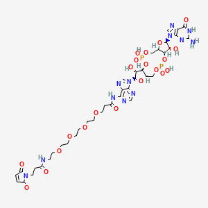 N-[2-[2-[2-[2-[3-[[9-[(1S,6R,8R,9R,10S,15R,17R,18R)-17-(2-amino-6-oxo-1H-purin-9-yl)-3,9,12,18-tetrahydroxy-3,12-dioxo-2,4,7,11,13,16-hexaoxa-3lambda5,12lambda5-diphosphatricyclo[13.3.0.06,10]octadecan-8-yl]purin-6-yl]amino]-3-oxopropoxy]ethoxy]ethoxy]ethoxy]ethyl]-3-(2,5-dioxopyrrol-1-yl)propanamide