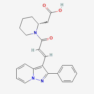 molecular formula C23H23N3O3 B1239789 (R)-1-((E)-3-(2-Phenylpyrazolo(1,5-a)pyridin-3-yl)acryloyl)-piperidin-2-ylacetic acid CAS No. 143881-08-7