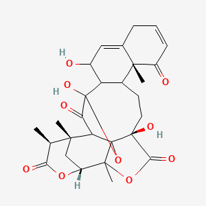 molecular formula C28H32O10 B1239799 (1S,2S,14R,18R,22R,25S)-5,7,18-trihydroxy-1,14,21,25-tetramethyl-4,20,23-trioxaheptacyclo[20.3.1.12,5.03,18.03,21.06,15.09,14]heptacosa-8,11-diene-13,19,24,27-tetrone 