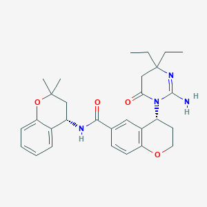 molecular formula C29H36N4O4 B12398183 (4R)-4-[(2E)-4,4-diethyl-2-imino-6-oxo-1,3-diazinan-1-yl]-N-[(4S)-2,2-dimethyl-3,4-dihydro-2H-1-benzopyran-4-yl]-3,4-dihydro-2H-1-benzopyran-6-carboxamide 