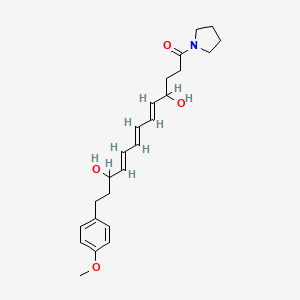 molecular formula C24H33NO4 B1239820 (5E,7E,9E)-4,11-dihydroxy-13-(4-methoxyphenyl)-1-pyrrolidin-1-yltrideca-5,7,9-trien-1-one CAS No. 104227-11-4