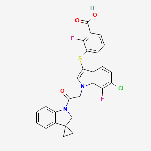 molecular formula C28H21ClF2N2O3S B12398278 3-({6-Chloro-7-Fluoro-2-Methyl-1-[2-Oxo-2-(Spiro[cyclopropane-1,3'-Indol]-1'(2'h)-Yl)ethyl]-1h-Indol-3-Yl}sulfanyl)-2-Fluorobenzoic Acid 