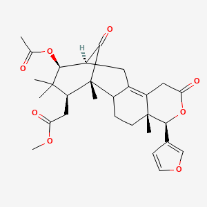 molecular formula C29H36O8 B1239835 2-[(1R,5R,6R,13S,14S,16S)-14-乙酰氧基-6-(呋喃-3-基)-1,5,15,15-四甲基-8,17-二氧代-7-氧杂四环[11.3.1.02,11.05,10]十七碳-10-烯-16-基]乙酸甲酯 