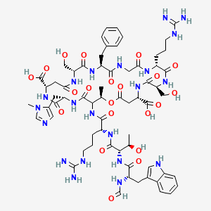 molecular formula C64H89N21O21 B12398398 D-N(1)Ser-Phe-Gly-D-Arg-Ser-Asp(2)-OH.For-Trp-Thr-D-Arg-DL-Thr(2)-His(3-Me)-Asp(1)-OH 