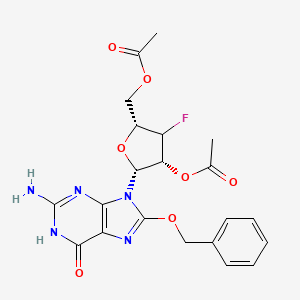 molecular formula C21H22FN5O7 B12398448 [(2R,4R,5R)-4-acetyloxy-5-(2-amino-6-oxo-8-phenylmethoxy-1H-purin-9-yl)-3-fluorooxolan-2-yl]methyl acetate 