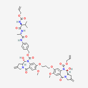 prop-2-enyl (6S,6aS)-3-[3-[[(6S,6aS)-6-hydroxy-2-methoxy-8-methylidene-5-[[4-[[(2S)-2-[[(2S)-3-methyl-2-(prop-2-enoxycarbonylamino)butanoyl]amino]propanoyl]amino]phenyl]methoxycarbonyl]-11-oxo-6,6a,7,9-tetrahydropyrrolo[2,1-c][1,4]benzodiazepin-3-yl]oxy]propoxy]-6-hydroxy-2-methoxy-8-methylidene-11-oxo-6,6a,7,9-tetrahydropyrrolo[2,1-c][1,4]benzodiazepine-5-carboxylate