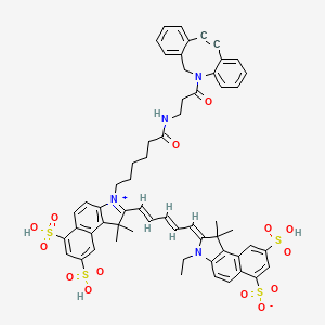 (2Z)-2-[(2E,4E)-5-[3-[6-[[3-(2-azatricyclo[10.4.0.04,9]hexadeca-1(16),4,6,8,12,14-hexaen-10-yn-2-yl)-3-oxopropyl]amino]-6-oxohexyl]-1,1-dimethyl-6,8-disulfobenzo[e]indol-3-ium-2-yl]penta-2,4-dienylidene]-3-ethyl-1,1-dimethyl-8-sulfobenzo[e]indole-6-sulfonate