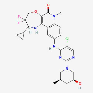 molecular formula C26H29ClF2N6O3 B12398597 (2S)-10-[[5-chloro-2-[(3S,5R)-3-hydroxy-5-methylpiperidin-1-yl]pyrimidin-4-yl]amino]-2-cyclopropyl-3,3-difluoro-7-methyl-2,4-dihydro-1H-[1,4]oxazepino[2,3-c]quinolin-6-one 