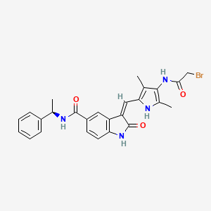 (3Z)-3-[[4-[(2-bromoacetyl)amino]-3,5-dimethyl-1H-pyrrol-2-yl]methylidene]-2-oxo-N-[(1R)-1-phenylethyl]-1H-indole-5-carboxamide