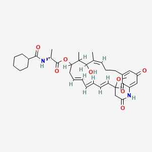 molecular formula C36H48N2O8 B1239864 [(6E,8E,10E,16Z)-15-hydroxy-5-methoxy-14,16-dimethyl-3,22,24-trioxo-2-azabicyclo[18.3.1]tetracosa-1(23),6,8,10,16,20-hexaen-13-yl] (2R)-2-(cyclohexanecarbonylamino)propanoate 