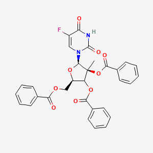 molecular formula C31H25FN2O9 B12398648 [(2R,4S,5R)-3,4-dibenzoyloxy-5-(5-fluoro-2,4-dioxopyrimidin-1-yl)-4-methyloxolan-2-yl]methyl benzoate 