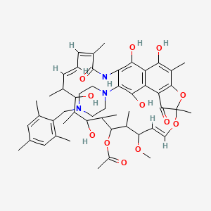 [(9E,19E,21Z)-2,15,17,27,29-pentahydroxy-11-methoxy-3,7,12,14,16,18,22-heptamethyl-6,23-dioxo-26-[4-[(2,4,6-trimethylphenyl)methyl]piperazin-1-yl]-8,30-dioxa-24-azatetracyclo[23.3.1.14,7.05,28]triaconta-1(28),2,4,9,19,21,25(29),26-octaen-13-yl] acetate