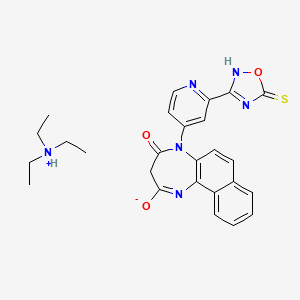 4-oxo-5-[2-(5-sulfanylidene-2H-1,2,4-oxadiazol-3-yl)pyridin-4-yl]-3H-benzo[g][1,5]benzodiazepin-2-olate;triethylazanium