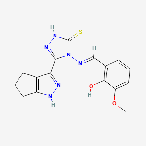 (6E)-2-methoxy-6-[[[5-sulfanylidene-3-(1,4,5,6-tetrahydrocyclopenta[c]pyrazol-3-yl)-1H-1,2,4-triazol-4-yl]amino]methylidene]cyclohexa-2,4-dien-1-one