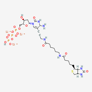 molecular formula C28H43Li3N7O16P3S B12398874 trilithium;[[[(2R,3S,5R)-5-[5-[3-[6-[5-[(3aS,4S,6aR)-2-oxo-1,3,3a,4,6,6a-hexahydrothieno[3,4-d]imidazol-4-yl]pentanoylamino]hexanoylamino]prop-1-ynyl]-6-amino-2-oxo-1,6-dihydropyrimidin-3-yl]-3-hydroxyoxolan-2-yl]methoxy-oxidophosphoryl]oxy-oxidophosphoryl] hydrogen phosphate 