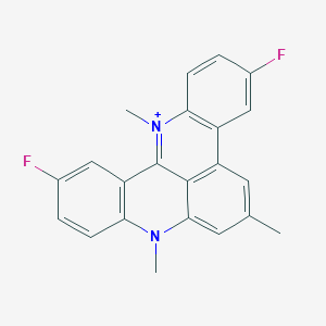 molecular formula C22H17F2N2+ B1239898 3,11-Difluoro-6,8,13-trimethyl-8H-quino[4,3,2-KL]acridin-13-ium 