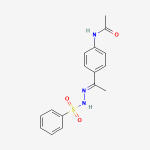 molecular formula C16H17N3O3S B1239907 N-{4-[N-(phenylsulfonyl)ethanehydrazonoyl]phenyl}acetamide 