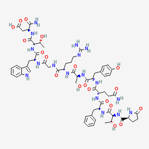 molecular formula C62H83N17O19 B12399097 H-Pyr-Thr-Phe-Gln-Tyr-Ser-Arg-Gly-Trp-Thr-Asp-NH2 