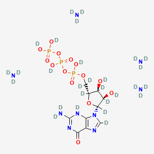 molecular formula C10H28N9O14P3 B12399307 Guanosine 5'-triphosphate (GTP), ammonium salt-d27 