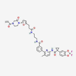 3-[6-[[1-(2,2-difluoro-1,3-benzodioxol-5-yl)cyclopropanecarbonyl]amino]-3-methylpyridin-2-yl]-N-[3-[3-[5-(2-oxo-4-prop-2-enoylpiperazin-1-yl)furan-2-yl]propanoylamino]propyl]benzamide