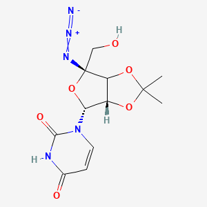 molecular formula C12H15N5O6 B12399415 1-[(4R,6R,6aS)-4-azido-4-(hydroxymethyl)-2,2-dimethyl-6,6a-dihydro-3aH-furo[3,4-d][1,3]dioxol-6-yl]pyrimidine-2,4-dione 