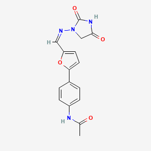 molecular formula C16H14N4O4 B1239946 N-[4-[5-[(Z)-(2,4-dioxoimidazolidin-1-yl)iminomethyl]furan-2-yl]phenyl]acetamide 