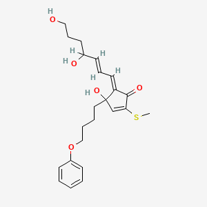molecular formula C23H30O5S B1239952 2-Cyclopenten-1-one, 5-(4,7-dihydroxy-2-heptenylidene)-4-hydroxy-2-(methylthio)-4-(4-phenoxybutyl)- CAS No. 127282-17-1