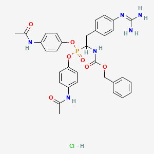 molecular formula C33H36ClN6O7P B12399532 benzyl N-[1-bis(4-acetamidophenoxy)phosphoryl-2-[4-(diaminomethylideneamino)phenyl]ethyl]carbamate;hydrochloride 