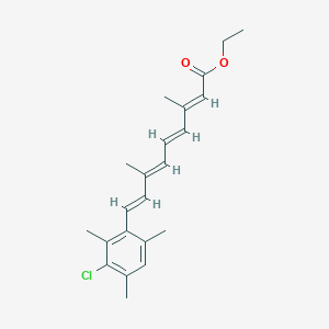 molecular formula C22H27ClO2 B1239963 ethyl (2E,4E,6E,8E)-9-(3-chloro-2,4,6-trimethylphenyl)-3,7-dimethylnona-2,4,6,8-tetraenoate CAS No. 74479-75-7