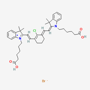 molecular formula C42H52BrClN2O4 B12399651 1-(5-Carboxypentyl)-2-(2-(3-(2-(1-(5-carboxypentyl)-3,3-dimethylindolin-2-ylidene)ethylidene)-2-chlorocyclohex-1-en-1-yl)vinyl)-3,3-dimethyl-3H-indol-1-ium bromide 