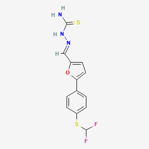 molecular formula C13H11F2N3OS2 B1239983 [(E)-[5-[4-(difluoromethylsulfanyl)phenyl]furan-2-yl]methylideneamino]thiourea 