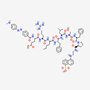 (4S)-5-[[(2S)-5-carbamimidamido-1-[[(2S)-1-[[(2S)-1-[[(2S)-1-[[(2S)-3-hydroxy-1-oxo-1-[[(2S)-1-oxo-3-phenyl-1-[(2S)-2-[2-[(5-sulfonaphthalen-1-yl)amino]ethylcarbamoyl]pyrrolidin-1-yl]propan-2-yl]amino]propan-2-yl]amino]-4-methyl-1-oxopentan-2-yl]amino]-1-oxo-3-phenylpropan-2-yl]amino]-1-oxohexan-2-yl]amino]-1-oxopentan-2-yl]amino]-4-[[4-[[4-(dimethylamino)phenyl]diazenyl]benzoyl]amino]-5-oxopentanoic acid