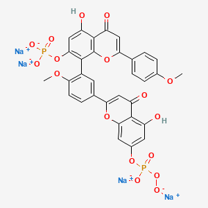 Tetrasodium;[5-hydroxy-8-[5-[5-hydroxy-7-[oxido(oxidooxy)phosphoryl]oxy-4-oxochromen-2-yl]-2-methoxyphenyl]-2-(4-methoxyphenyl)-4-oxochromen-7-yl] phosphate